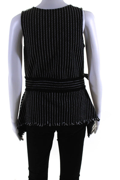 10 Crosby Derek Lam Womens Striped Tank Top Black White Cotton Size 4