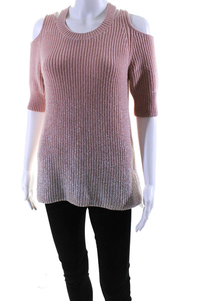 Zoe Jordan Womens Cashmere Cold Shoulder Sweater Pink Silver Size Extra Small