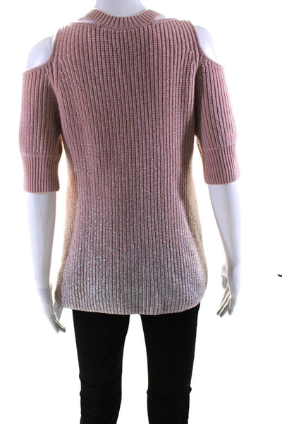 Zoe Jordan Womens Cashmere Cold Shoulder Sweater Pink Silver Size Extra Small