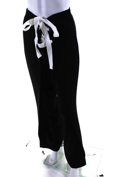 Cinq A Sept Womens High Rise Lace Up Wide Leg Trousers Black White Size 4