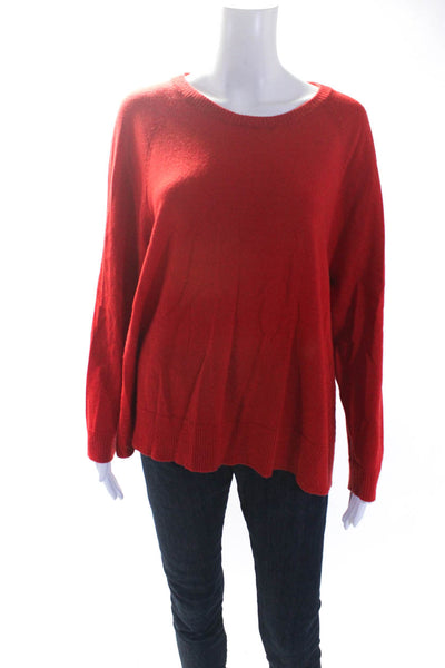 Eileen Fisher Women's Long Sleeve Side Slit Knit Blouse Red Size M