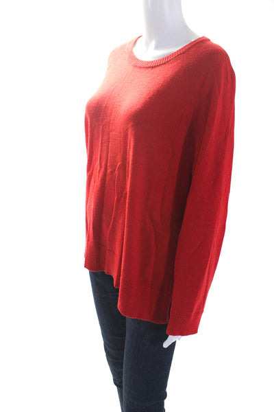 Eileen Fisher Women's Long Sleeve Side Slit Knit Blouse Red Size M