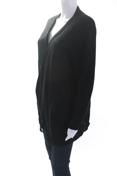 Eileen Fisher Women's Linen Open Front Long Sleeve Cardigan Black Size M