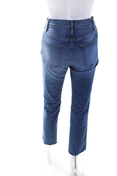 Frame Womens Blue Medium Wash High Rise Distress Denim Jeans Size 26