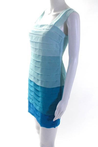 Betsey Johnson Womens Pleated Color Block Chiffon Sheath Dress Blue Size 4