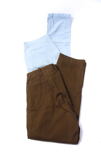 J Crew Mens Driggs Sutton Khaki Pants Blue Brown Cotton Size 33X32 33X30 Lot 2
