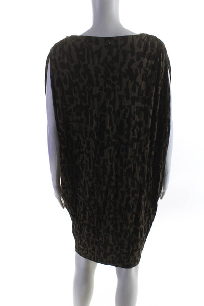 Escada Women's  V-Neck Short Sleeves  Embellish Animal Print Mini Dress Size 36