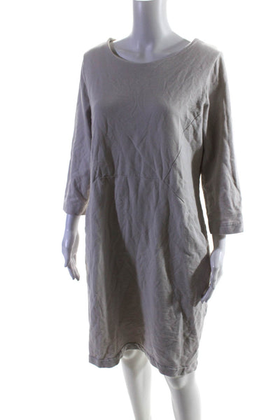 Johnston & Murphy Women's Round Neck Long Sleeves Pockets Midi Dress Gray Size L