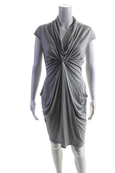 Barneys New York Women's Cowl Neck Pockets Midi Silk Dress Gray Size M