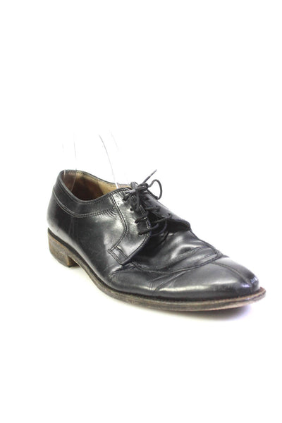Salvatore Ferragamo Mens Leather Lace Up Low Heeled Oxfords Black Size 10.5