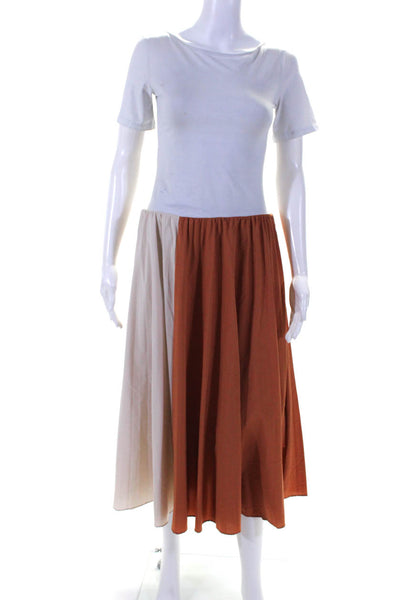 TOME Collective Womens Two Tone Pleated Skirt Off-White Size 10 14057864