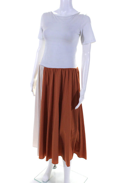 TOME Collective Womens Two Tone Pleated Skirt Off-White Size 4 14058937