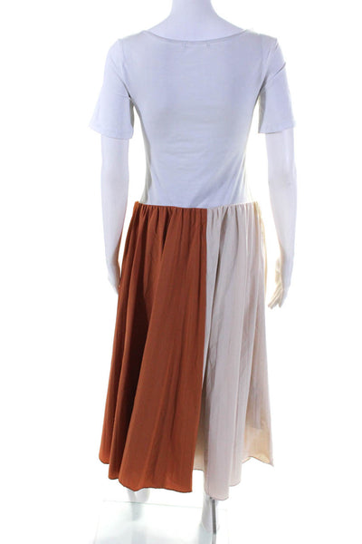 TOME Collective Womens Two Tone Pleated Skirt Off-White Size 6 14058786