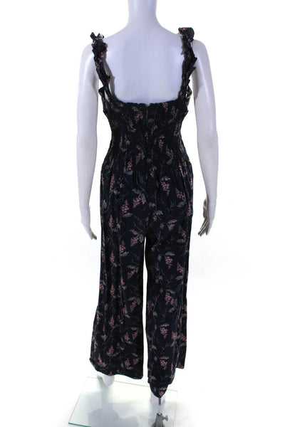 Rebecca Taylor Womens Sleeveless Ivie Floral Jumpsuit Blue Size 8 12177513