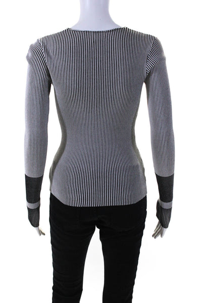 Theory Womens Optic Stripe Pullover Silver Size 0 11588660
