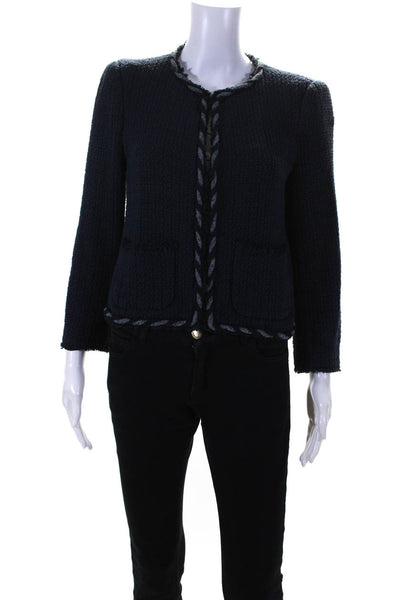 Rebecca Taylor Womens Dark Violet Tweed Jacket Blue Size 6 12081218