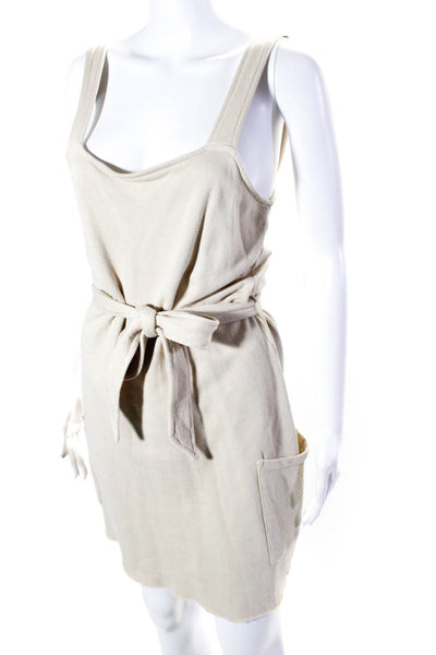 Philanthropy Womens Beige Cotton Square Neck Belt Sleeveless Mini Dress Size S