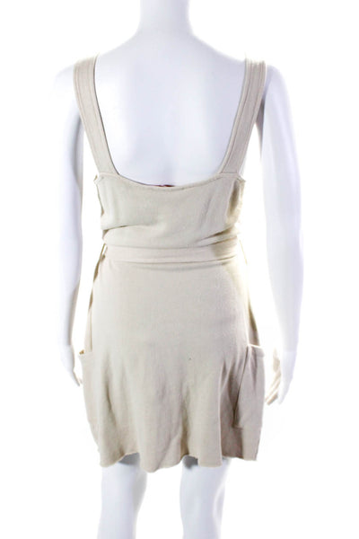 Philanthropy Womens Beige Cotton Square Neck Belt Sleeveless Mini Dress Size S