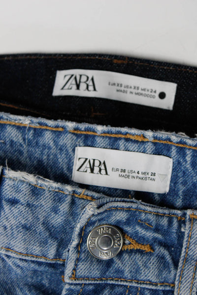 Zara Women's Raw Hem High Rise Straight Leg Jeans Blue Size 4 XS, Lot 2