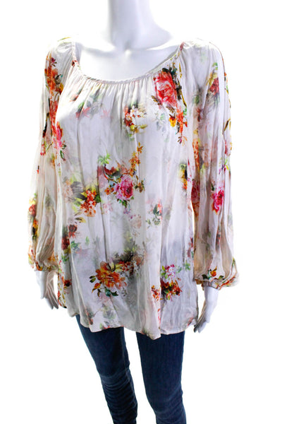 Velvet Women's Boat Neck Cold Shoulder Long Sleeves Floral Blouse Size XL