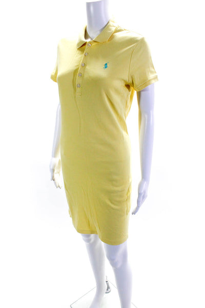 Ralph Lauren Womens Short Sleeved Knee Length Collared Polo Dress Yellow Size M