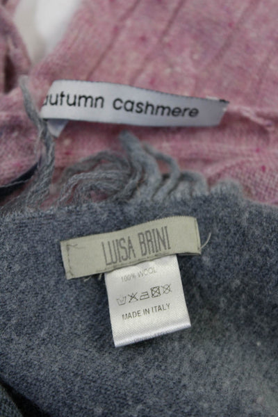 Autumn Cashmere Cut25 Luisa Brini Womens Pink Cashmere Fringe Edge Scarf lot 3