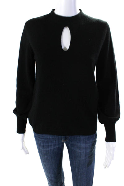 Allude Womens Keyhole High Neck Pullover Sweater Black Wool Size Small