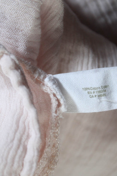 Skin Womens Long Sleeve Plisse Voile Side Split Shirt Dress Light Pink Size 2