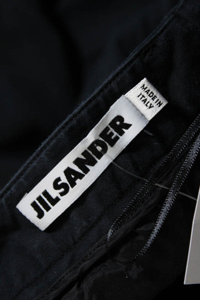 Jil Sander Womens Zipper Fly Mid Rise Straight Cropped Leg Pants Black FR 38