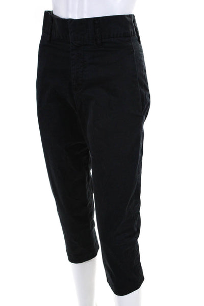 Jil Sander Womens Zipper Fly Mid Rise Cropped Pants Black Cotton Size FR 34