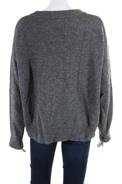 Rails Womens Velvet Ribbon Laced Round Neck Long Sleeved Sweater Gray Size S
