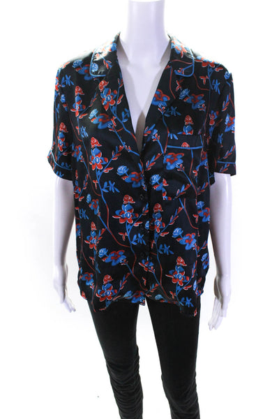 Thakoon Collective Womens Daisy Printed PJ Shirt Blue Size 12 14005619