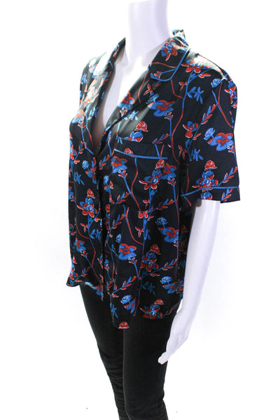 Thakoon Collective Womens Daisy Printed PJ Shirt Blue Size 12 14005619