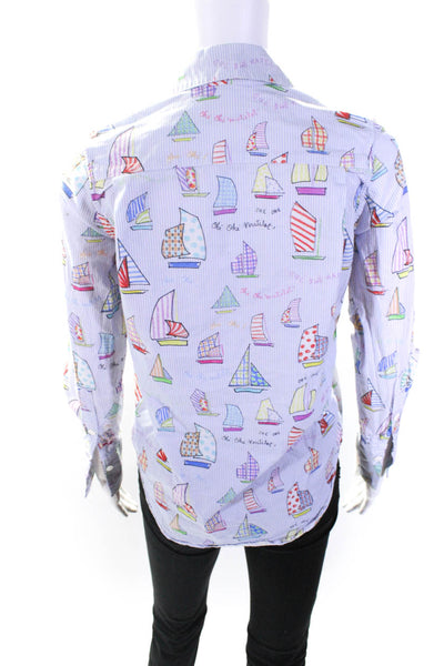 Mira Mikati Womens Sailing Boat Print Shirt Blue Size 2 13613449