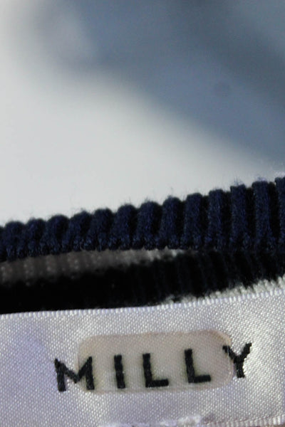 Milly Womens Stripe Textured Stitch Sweater Blue Size 6 11640043