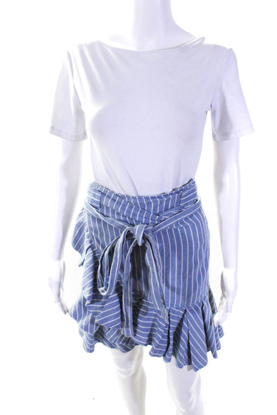 Alexis Womens Blue Stripe Anvivi Ruffle Skirt Blue Size 4 14180295
