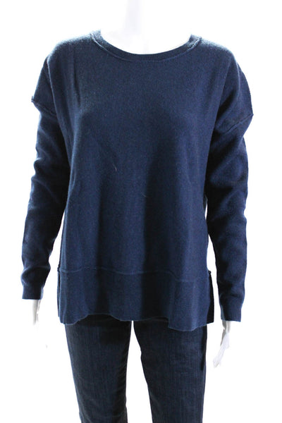 By Malene Birger Womens Oversize Crew Neck Side Split Sweater Navy Size Medium