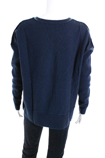 By Malene Birger Womens Oversize Crew Neck Side Split Sweater Navy Size Medium