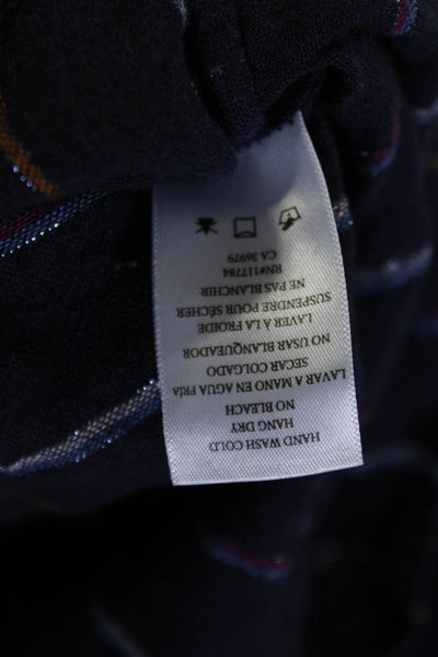 Rails Womens Striped Print Metallic Cropped Button Down Shirt Multicolor Size L
