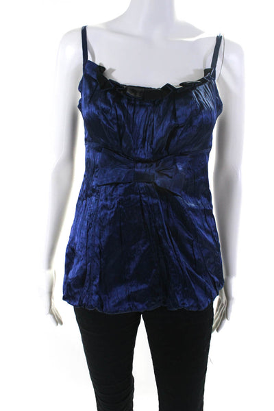 Marc Jacobs Womens Spaghetti Strap Scoop Neck Bow Satin Tank Top Blue Size 2