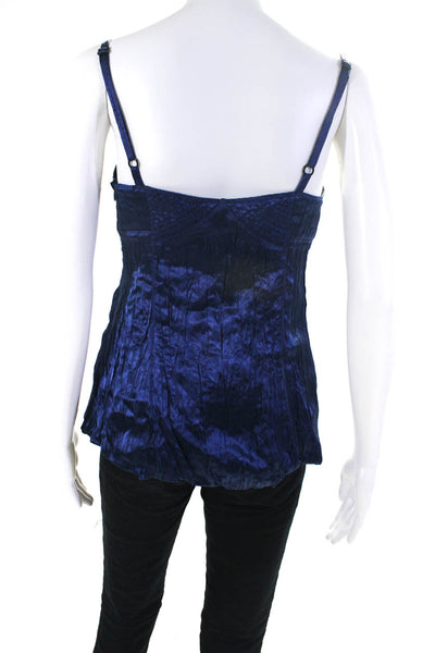 Marc Jacobs Womens Spaghetti Strap Scoop Neck Bow Satin Tank Top Blue Size 2