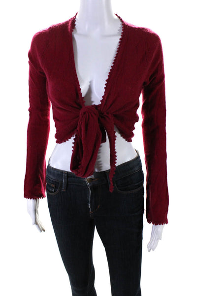 Christopher Fischer Women's Open Front Long Sleeves Cardigan Sweater Red Size S