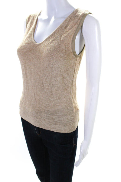 Armani Collezioni Women's V-Neck Sleeveless Tank Top Blouse Beige Size 6