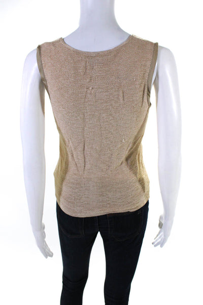 Armani Collezioni Women's V-Neck Sleeveless Tank Top Blouse Beige Size 6