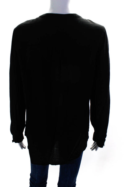 Joie Womens Long Sleeve Button Front Pocket Shirt Black Cotton Size Medium