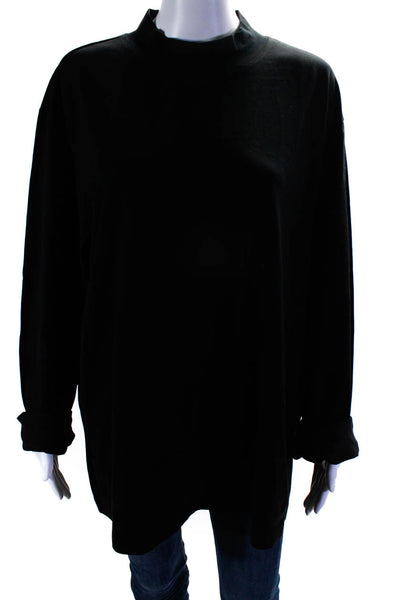 Vince Women's Round Neck Long Sleeves Casual T-Shirt Black Size XXL