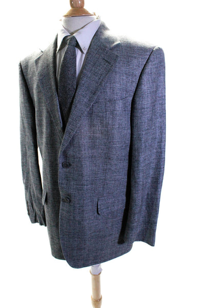 Vito Ruffolo Mens Gray Textured Two Button Long Sleeve Blazer Size 42