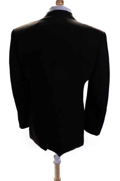 Giorgio Armani Mens Brown Wool Textured Two Button Long Sleeve Blazer Size 40R