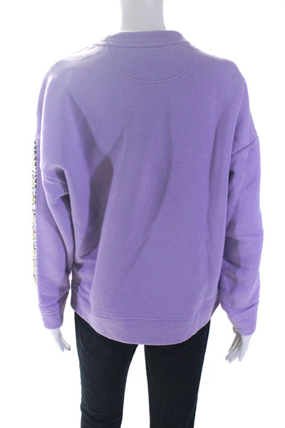 Missoni Womens Purple Cotton Printed Crew Neck Long Sleeve Sweatshirt Size XS