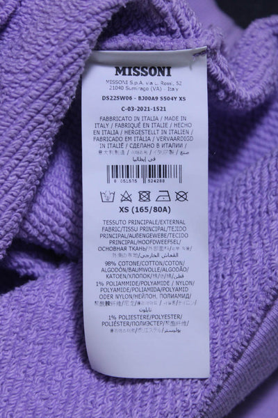 Missoni Womens Purple Cotton Printed Crew Neck Long Sleeve Sweatshirt Size XS